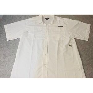 Mossy Oak‎ White Short Sleeve Button Up Vented Fishing Shirt Mens Sz L ***NWT